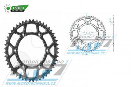 Rozeta etzov (pevodnk) Dural 0808-51zub ESJOT 51-32041-51BP - barva ern elox - Suzuki RM125 / 80-11+RM250 / 82-12+RMX250 / 89-00+RMZ250 / 07-20+RMZ450 / 05-20+RMX450Z / 10-19+DRZ250 / 01-07+DR350 / 96-99+DRZ400S / 00-20+DRZ400E / 00-07 + Kawa