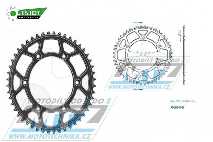 Rozeta etzov (pevodnk) Dural 0808-48zub ESJOT 51-32041-48BP - barva ern elox - Suzuki RM125 / 80-11+RM250 / 82-12+RMX250 / 89-00+RMZ250 / 07-20+RMZ450 / 05-20+RMX450Z / 10-19+DRZ250 / 01-07+DR350 / 96-99+DRZ400S / 00-20+DRZ400E / 00-07 + Kawa