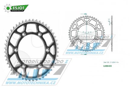 Rozeta etzov (pevodnk) Dural 0808-48zub ESJOT 51-32041-48SB - barva ern - Suzuki RM125 / 80-11+RM250 / 82-12+RMX250 / 89-00+RMZ250 / 07-20+RMZ450 / 05-20+RMX450Z / 10-19+DRZ250 / 01-07+DR350 / 96-99+DRZ400S / 00-20+DRZ400E / 00-07 + Kawa