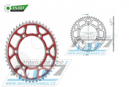 Rozeta etzov (pevodnk) Dural 0808-49zub ESJOT 51-32041-49SR - barva erven - Suzuki RM125 / 80-11+RM250 / 82-12+RMX250 / 89-00+RMZ250 / 07-20+RMZ450 / 05-20+RMX450Z / 10-19+DRZ250 / 01-07+DR350 / 96-99+DRZ400S / 00-20+DRZ400E / 00-07 + Kawa