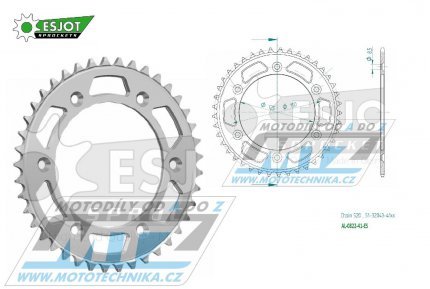 Rozeta etzov (pevodnk) Dural 0822-41zub ESJOT 51-32043-41 - barva stbrn - Husqvarna CR+WR+TC+TE+WRE+TXC+SM+SMR + Suzuki DR350+DRZ400 + Cagiva WMX + Gas-Gas EC+ECF+XC+Ranger + Beta RR + Sherco SE+SEF + Rieju MR+XC+Ranger