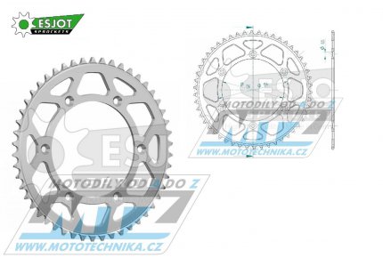 Rozeta etzov (pevodnk) Dural 0822-49zub ESJOT 51-32043-49 - barva stbrn - Husqvarna CR+WR+TC+TE+WRE+TXC+SM+SMR + Suzuki DR350+DRZ400 + Cagiva WMX + Gas-Gas EC+ECF+XC+Ranger + Beta RR + Sherco SE+SEF + Rieju MR+XC+Ranger