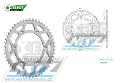 Rozeta etzov (pevodnk) Dural 0822-50zub ESJOT 51-32043-50 - barva stbrn - Husqvarna CR+WR+TC+TE+WRE+TXC+SM+SMR + Suzuki DR350+DRZ400 + Cagiva WMX + Gas-Gas EC+ECF+XC+Ranger + Beta RR + Sherco SE+SEF + Rieju MR+XC+Ranger