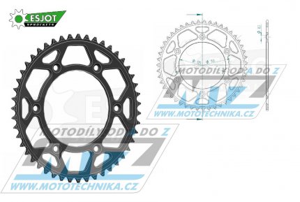 Rozeta etzov (pevodnk) Dural 0210-48zub ESJOT 51-32045-48BP - barva ern elox - Honda CR125+CR250+CR500 + CRF250R+CRF250X+CRF450R+CRF450X+CRF450RX+CRF450L + CRM250+CRF150F + CRF230F / 03-21 + XR250S+XL250S+XL250 + XR250R+XR400R / 96-04 + XR650