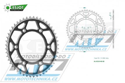 Rozeta etzov (pevodnk) Dural 0210-48zub ESJOT 51-32045-48SB - barva ern - Honda CR125+CR250+CR500 + CRF250R+CRF250X+CRF450R+CRF450X+CRF450RX+CRF450L + CRM250+CRF150F + CRF230F / 03-21 + XR250S+XL250S+XL250 + XR250R+XR400R / 96-04 + XR650