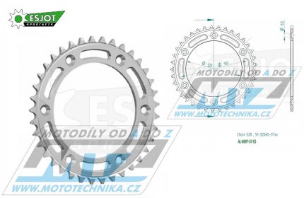 Rozeta etzov (pevodnk) Dural 0897-37zub ESJOT 51-32065-37 - barva stbrn - KTM 125SX+ 250SXF+360EXC+400EXCF+300XC+450XCF+440MX+790 Adventure+620 EGS+690 Duke+125LC2 +350LC4+525SMR+690SMC + Husaberg TE250+FC350+FE450+FS450+ FX450 + Husqvarna F