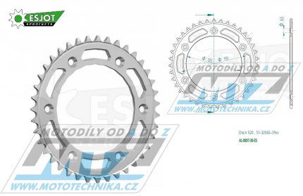 Rozeta etzov (pevodnk) Dural 0897-39zub ESJOT 51-32065-39 - barva stbrn - KTM 125SX+ 250SXF+360EXC+400EXCF+300XC+450XCF+440MX+790 Adventure+620 EGS+690 Duke+125LC2 +350LC4+525SMR+690SMC + Husaberg TE250+FC350+FE450+FS450+ FX450 + Husqvarna F