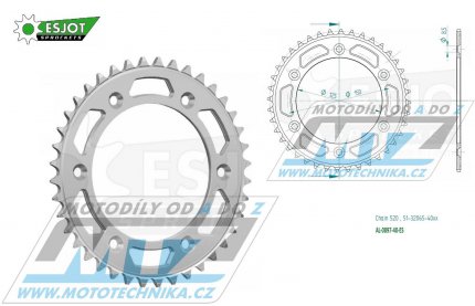 Rozeta etzov (pevodnk) Dural 0897-40zub ESJOT 51-32065-40 - barva stbrn - KTM 125SX+ 250SXF+360EXC+400EXCF+300XC+450XCF+440MX+790 Adventure+620 EGS+690 Duke+125LC2 +350LC4+525SMR+690SMC + Husaberg TE250+FC350+FE450+FS450+ FX450 + Husqvarna F