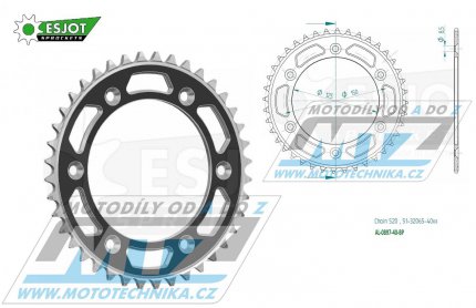 Rozeta etzov (pevodnk) Dural 0897-40zub ESJOT 51-32065-40BP - barva ern elox - KTM 125SX+250SXF+ 360EXC+400EXCF+300XC+450XCF+440MX+790 Adventure+620 EGS+690 Duke+125LC2+ 350LC4+525SMR+690SMC + Husaberg TE250+FC350+FE450+FS450+FX450 + Husqvarn