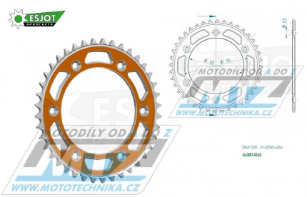 Rozeta etzov (pevodnk) Dural 0897-40zub ESJOT 51-32065-40SO - barva oranov - KTM 125SX+250SXF+ 360EXC+400EXCF+300XC+450XCF+440MX+790 Adventure+620 EGS+690 Duke+125LC2+ 350LC4+525SMR+690SMC + Husaberg TE250+FC350+FE450+FS450+FX450 + Husqvarna