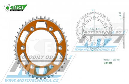 Rozeta etzov (pevodnk) Dural 0897-42zub ESJOT 51-32065-42SO - barva oranov - KTM 125SX+250SXF+ 360EXC+400EXCF+300XC+450XCF+440MX+790 Adventure+620 EGS+690 Duke+125LC2+ 350LC4+525SMR+690SMC + Husaberg TE250+FC350+FE450+FS450+FX450 + Husqvarna