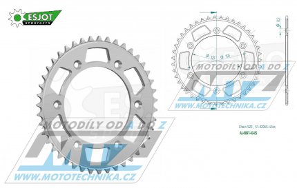 Rozeta etzov (pevodnk) Dural 0897-43zub ESJOT 51-32065-43 - barva stbrn - KTM 125SX+ 250SXF+360EXC+400EXCF+300XC+450XCF+440MX+790 Adventure+620 EGS+690 Duke+125LC2 +350LC4+525SMR+690SMC + Husaberg TE250+FC350+FE450+FS450+ FX450 + Husqvarna F