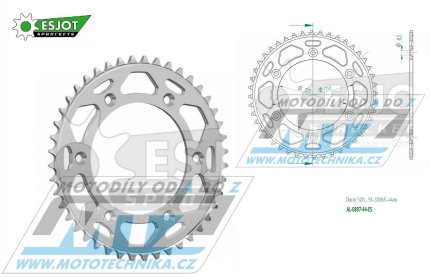 Rozeta etzov (pevodnk) Dural 0897-44zub ESJOT 51-32065-44 - barva stbrn - KTM 125SX+ 250SXF+360EXC+400EXCF+300XC+450XCF+440MX+790 Adventure+620 EGS+690 Duke+125LC2 +350LC4+525SMR+690SMC + Husaberg TE250+FC350+FE450+FS450+ FX450 + Husqvarna F