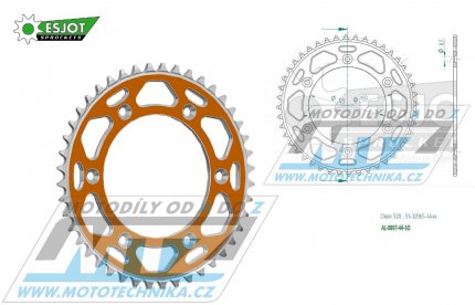 Rozeta etzov (pevodnk) Dural 0897-44zub ESJOT 51-32065-44SO - barva oranov - KTM 125SX+250SXF+ 360EXC+400EXCF+300XC+450XCF+440MX+790 Adventure+620 EGS+690 Duke+125LC2+ 350LC4+525SMR+690SMC + Husaberg TE250+FC350+FE450+FS450+FX450 + Husqvarna