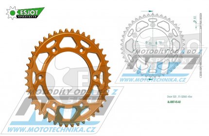 Rozeta etzov (pevodnk) Dural 0897-45zub ESJOT 51-32065-45AO - barva oranov elox - KTM 125SX+250SXF+ 360EXC+400EXCF+300XC+450XCF+440MX+790 Adventure+620 EGS+690 Duke+125LC2+ 350LC4+525SMR+690SMC + Husaberg TE250+FC350+FE450+FS450+FX450 + Husqv