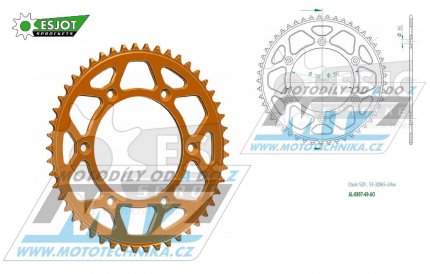 Rozeta etzov (pevodnk) Dural 0897-49zub ESJOT 51-32065-49AO - barva oranov elox - KTM 125SX+250SXF+ 360EXC+400EXCF+300XC+450XCF+440MX+790 Adventure+620 EGS+690 Duke+125LC2+ 350LC4+525SMR+690SMC + Husaberg TE250+FC350+FE450+FS450+FX450 + Husqv