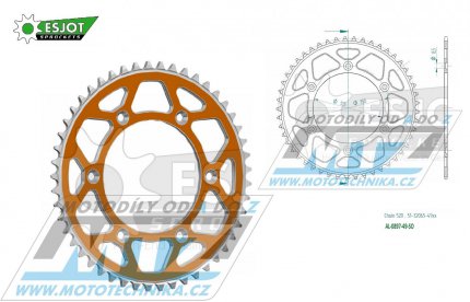 Rozeta etzov (pevodnk) Dural 0897-49zub ESJOT 51-32065-49SO - barva oranov - KTM 125SX+250SXF+ 360EXC+400EXCF+300XC+450XCF+440MX+790 Adventure+620 EGS+690 Duke+125LC2+ 350LC4+525SMR+690SMC + Husaberg TE250+FC350+FE450+FS450+FX450 + Husqvarna