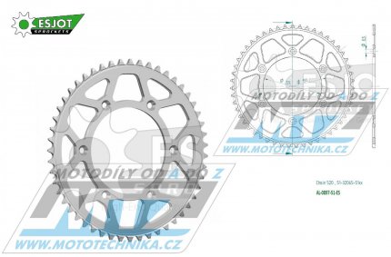 Rozeta etzov (pevodnk) Dural 0897-51zub ESJOT 51-32065-51 - barva stbrn - KTM 125SX+ 250SXF+360EXC+400EXCF+300XC+450XCF+440MX+790 Adventure+620 EGS+690 Duke+125LC2 +350LC4+525SMR+690SMC + Husaberg TE250+FC350+FE450+FS450+ FX450 + Husqvarna F