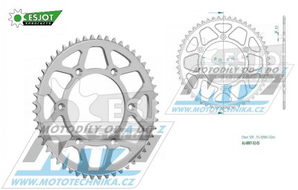 Rozeta etzov (pevodnk) Dural 0897-52zub ESJOT 51-32065-52 - barva stbrn - KTM 125SX+ 250SXF+360EXC+400EXCF+300XC+450XCF+440MX+790 Adventure+620 EGS+690 Duke+125LC2 +350LC4+525SMR+690SMC + Husaberg TE250+FC350+FE450+FS450+ FX450 + Husqvarna F