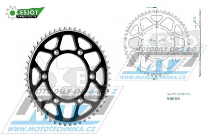 Rozeta etzov (pevodnk) Dural 0897-52zub ESJOT 51-32065-52SB - barva ern - KTM 125SX+250SXF+ 360EXC+400EXCF+300XC+450XCF+440MX+790 Adventure+620 EGS+690 Duke+125LC2+ 350LC4+525SMR+690SMC + Husaberg TE250+FC350+FE450+FS450+FX450 + Husqvarna FC2