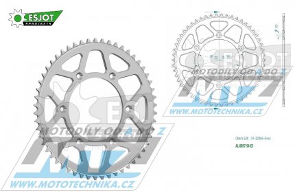 Rozeta etzov (pevodnk) Dural 0897-54zub ESJOT 51-32065-54 - barva stbrn - KTM 125SX+ 250SXF+360EXC+400EXCF+300XC+450XCF+440MX+790 Adventure+620 EGS+690 Duke+125LC2 +350LC4+525SMR+690SMC + Husaberg + Husqvarna TC125+TC250 + TE250+TE300 + FC25