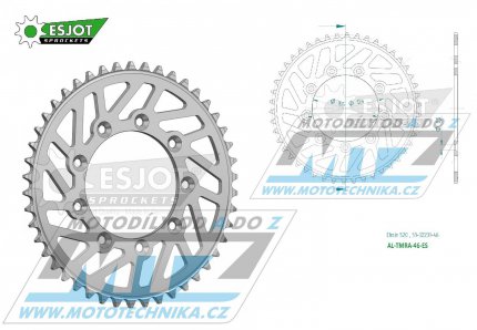 Rozeta etzov (pevodnk) Dural TM-46zub ESJOT 51-32231-46 - barva stbrn - TM MX125+MX144+MX250+MX250F+MX450F+MX530F / 92-22 + EN125+EN144+EN250+EN300+EN250F+EN300F+EN450F+EN530F / 92-22 + MX80