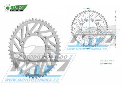 Rozeta etzov (pevodnk) Dural TM-48zub ESJOT 51-32231-48 - barva stbrn - TM MX125+MX144+MX250+MX250F+MX450F+MX530F / 92-22 + EN125+EN144+EN250+EN300+EN250F+EN300F+EN450F+EN530F / 92-22 + MX80