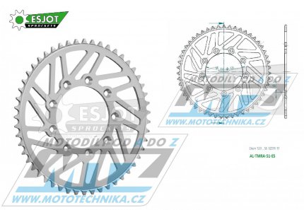 Rozeta etzov (pevodnk) Dural TM-51zub ESJOT 51-32231-51 - barva stbrn - TM MX125+MX144+MX250+MX250F+MX450F+MX530F / 92-22 + EN125+EN144+EN250+EN300+EN250F+EN300F+EN450F+EN530F / 92-22 + MX80