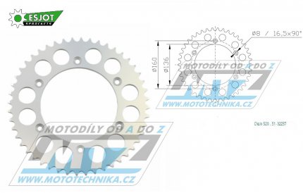 Rozeta etzov (pevodnk) Dural 32237-42zub ESJOT 51-32237-42 - Beta 200 Alp Enduro / 10-21 + Alp 4.0 Enduro / 10-18 + Beta M4 Supermoto