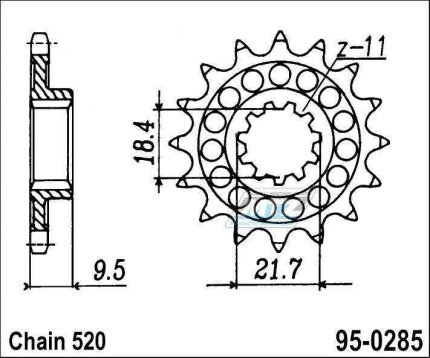 Koleko etzov (pastorek) 0285-14zub MTZ - Honda CR250R / 86-87 + CR500R / 86-87