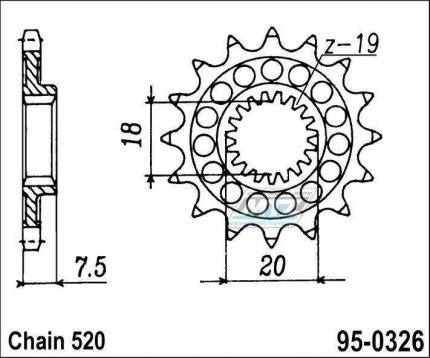 Koleko etzov (pastorek) 0326-13zub MTZ - Honda CR125R / 87-03