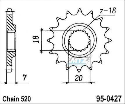 Koleko etzov (pastorek) 0427-12zub MTZ - Suzuki RM125+RMZ250 + RM100+PE175+RS175