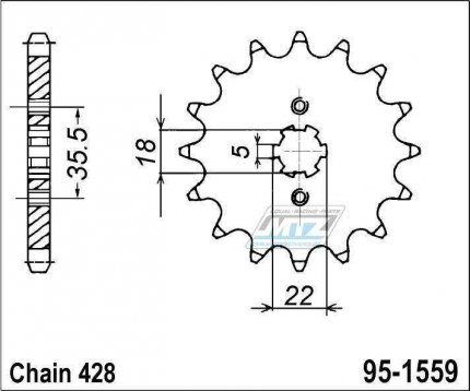 Koleko etzov (pastorek) 1559-14zub MTZ - Yamaha TW125 + YS125 + TW200 + TW225