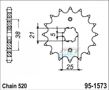 Koleko etzov (pastorek) 1573-13zub MTZ - Yamaha XV125 Virago / 97-01