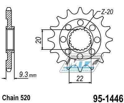 Koleko etzov (pastorek) 1446-12zub MTZ - Kawasaki KXF250 / 06-23 + KX250 / 19-22