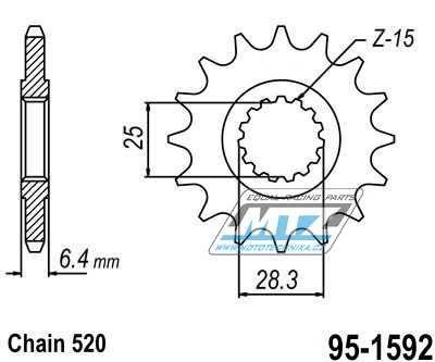 Koleko etzov (pastorek) 1592-14zub MTZ - Yamaha YFZ450R+YFZ450X + YFM700R + YFM700 Raptor