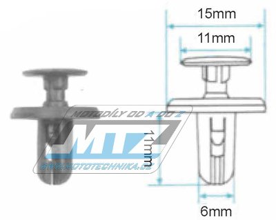 Klip/Nt kapoty (plastov pchytka kapoty) - pro montn otvor 6mm