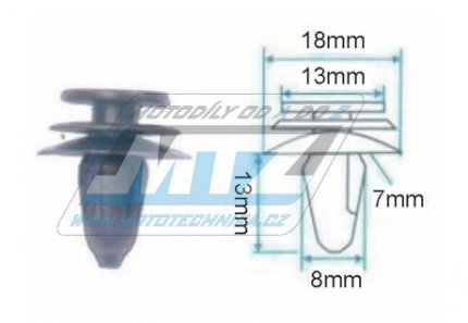 Klip/Nt kapoty (plastov pchytka kapoty) - pro montn otvor 7mm