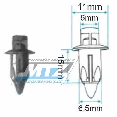 Klip/Nt kapoty (plastov pchytka kapoty) - pro montn otvor 6,5mm