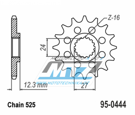 Koleko etzov (pastorek) 0444-16zub MTZ - Suzuki GSXR1000+GSXR1000R / 17-24