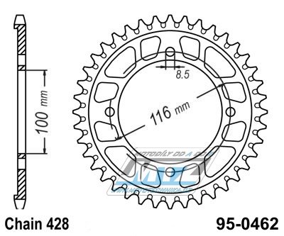 Rozeta ocelov (pevodnk) 0462-50zub MTZ - Kawasaki KX80 / 86-00 + KX85 / 01-24 + KX100+KX112 / 95-24 + Suzuki RM100