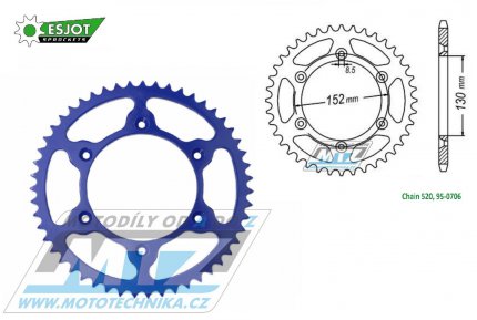 Rozeta ocelov (pevodnk) 0706-51zub ESJOT ULTRALIGHT barva modr - Aprilia RXV450 / 06-12 + SXV450 / 06-12 + RXV550 / 06-12 + SXV550 / 06-12 + BMW G450X / 08-12 Esjot