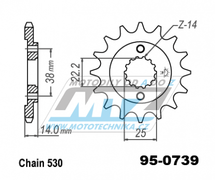 Koleko etzov (pastorek) 0739-14zub MTZ - Cagiva 900 Elefant / 90-97 + 900 Grand Canyon