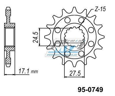 Koleko etzov (pastorek) 0749-16zub MTZ - Ducati 1103 Streetfighter + 1199 Panigale + 1199 Superleggeria + 1299 Panigale + 1103 Panigale