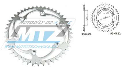 Rozeta ocelov (pevodnk) 0822-47zub MTZ odlehen Racing - Husqvarna CR+WR+TC+TE+WRE+TXC+SM+SMR + Suzuki DR350+DRZ400 + Cagiva WMX + Gas-Gas EC+ECF+XC+Ranger + Beta RR + Sherco SE+SEF + Rieju MR+XC+Ranger
