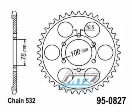 Rozeta ocelov (pevodnk) 0827-47zub MTZ - Suzuki GSXR1100W / 93-98 + RF900R / 94-00 + GSXR1100W  95-98 + GSXR1100K+GSXR1100 / 89-92 + GSX1100F / 88-96