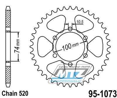 Rozeta ocelov (pevodnk) 1073-46zub MTZ - Hyosung GV250 Aquila / 04-09 + GV250 Aquila FI Classic / 10-15 + GV250 EFI / 11-12