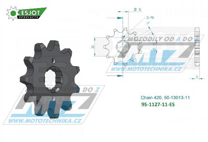 Koleko etzov (pastorek) 1127-11zub ESJOT 50-13013-11 - Bultaco 50 + Derbi 50 + Gilera 50