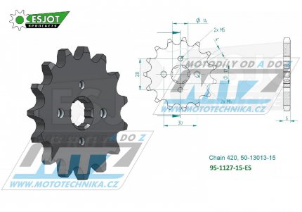 Koleko etzov (pastorek) 1127-15zub ESJOT 50-13013-15 - Bultaco 50 + Derbi 50 + Gilera 50