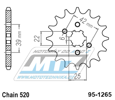 Koleko etzov (pastorek) 1265-14zub MTZ - Honda XL250 / 76-81 + XL250 K1/K2 (USA) / 72-76